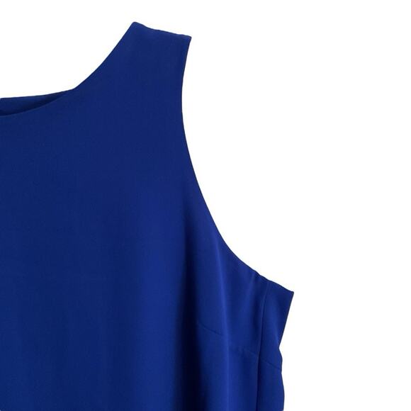 Vince Camuto Tunic Top Sz M Blue Lined Sleeveless Pleated Back Polyester Hi-Low - Picture 3 of 9